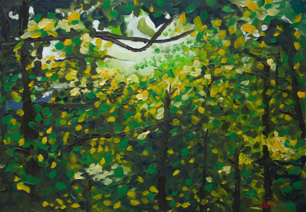 2009 — (20) Průhled lesem u Nového hradu za Skuhrovem, A,O,S, 24,5x34,5cm